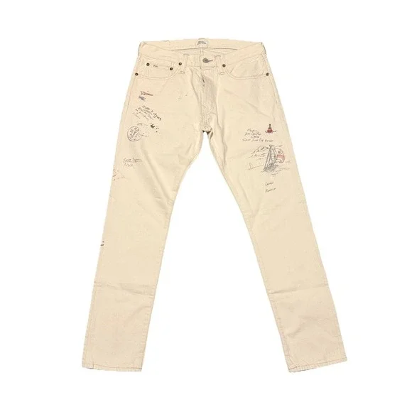 Polo Ralph Lauren The Varick Slim Straight Jeans 30x30 White Boat Button Fly - Picture 2 of 8